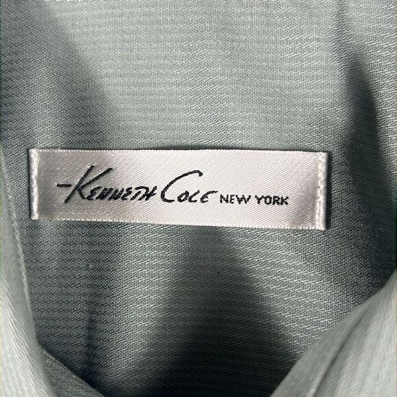 🔥 KENNETH COLE New York Cotton Gray Pinstriped LS Button Shirt Sz M - PERFECT - Picture 8 of 10